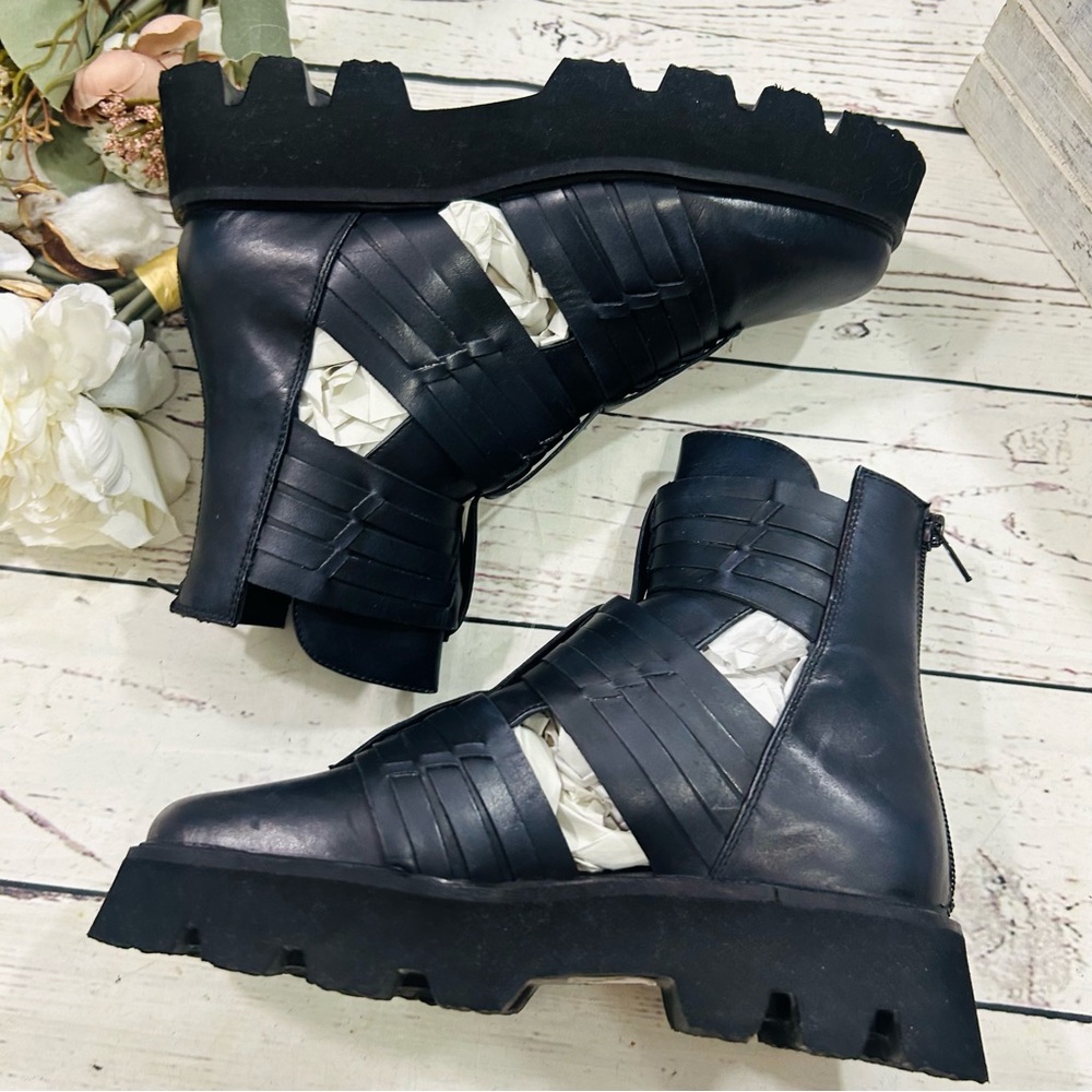 Free People Hydra Huarache Lug leather black caged boots - Picture 12 of 14